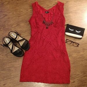 Red size medium dress with back opening